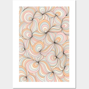 Retro Swirl Pattern in Pastels Colors Posters and Art